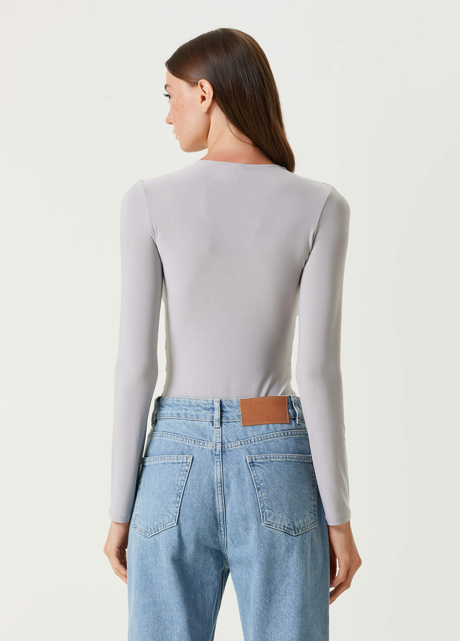 Gray Knot Detail Bodysuit